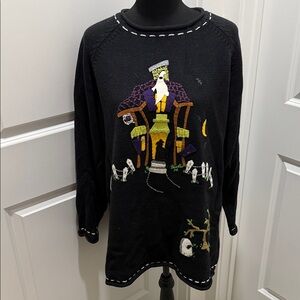 Susan Bristol Black and Cream Halloween Sweater
